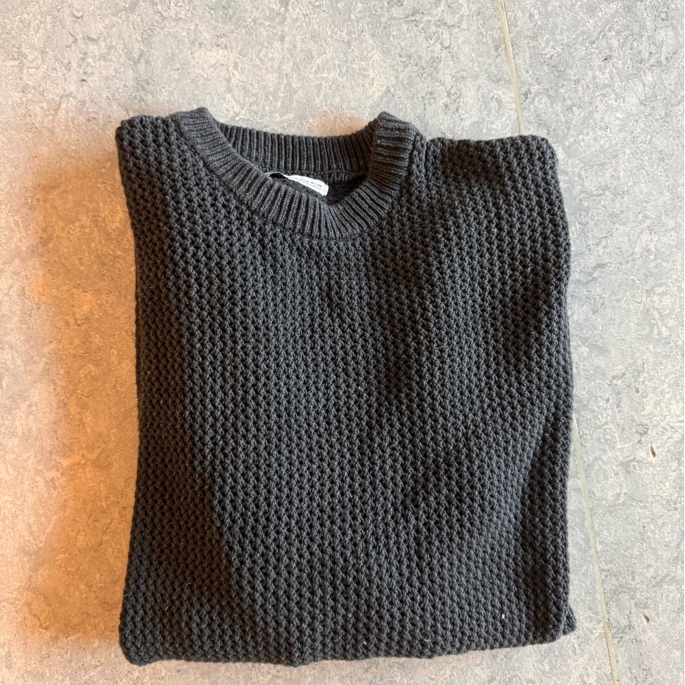 Mens Zara Cable Knit Sweater Grey Size Medium
